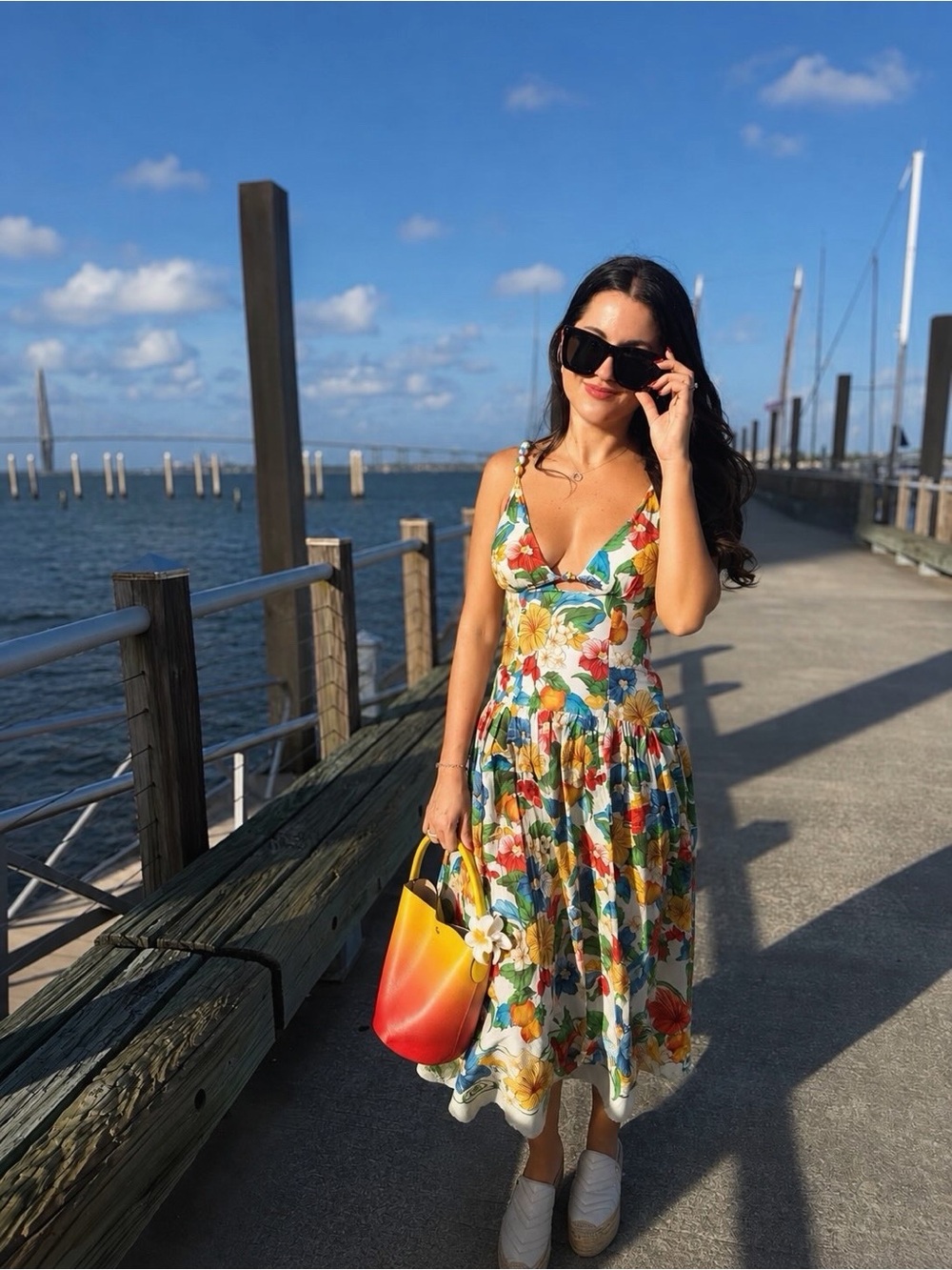 EUC Farm Rio Floral V-Neck Sundress in Multicolor Sz S